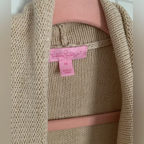 Lilly Pulitzer Abbott Sweater Vest Gold Metallic M
